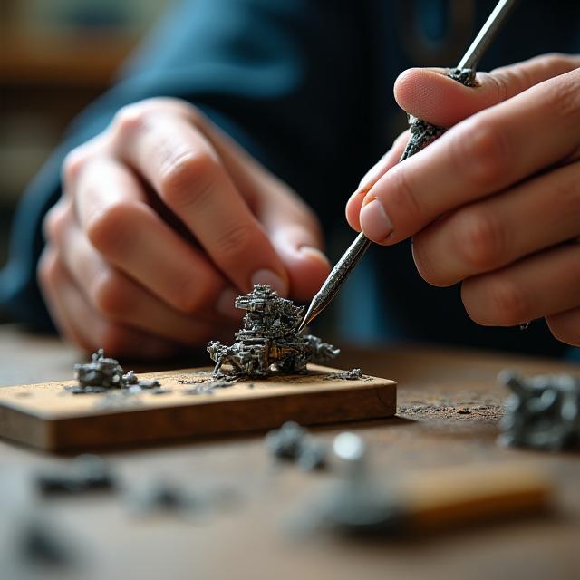 Präzise Handarbeit an Miniaturmodellen